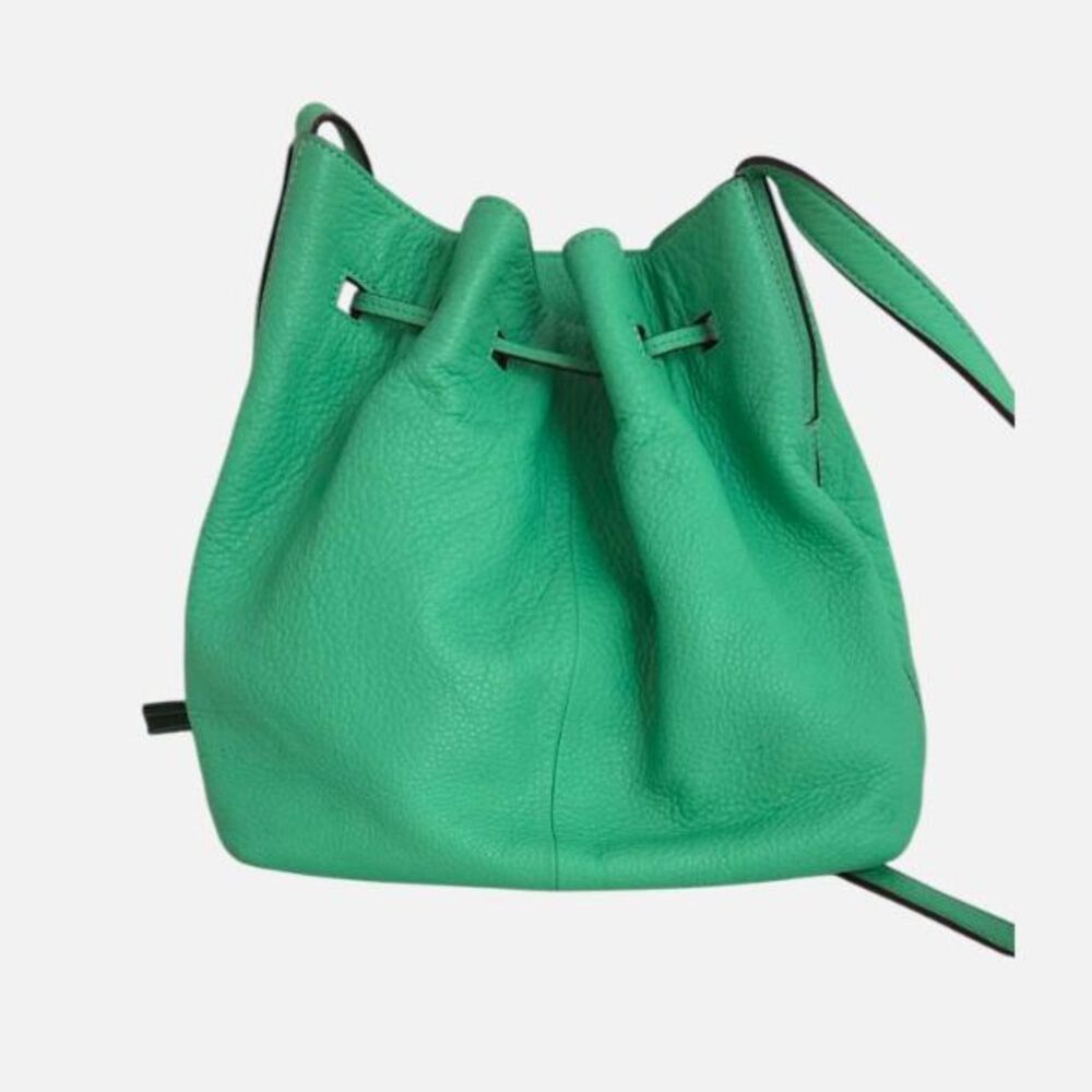 Kate Spade New York Green Pebbled Leather Bucket Bag Drawstring Crossbody - Picture 2 of 8